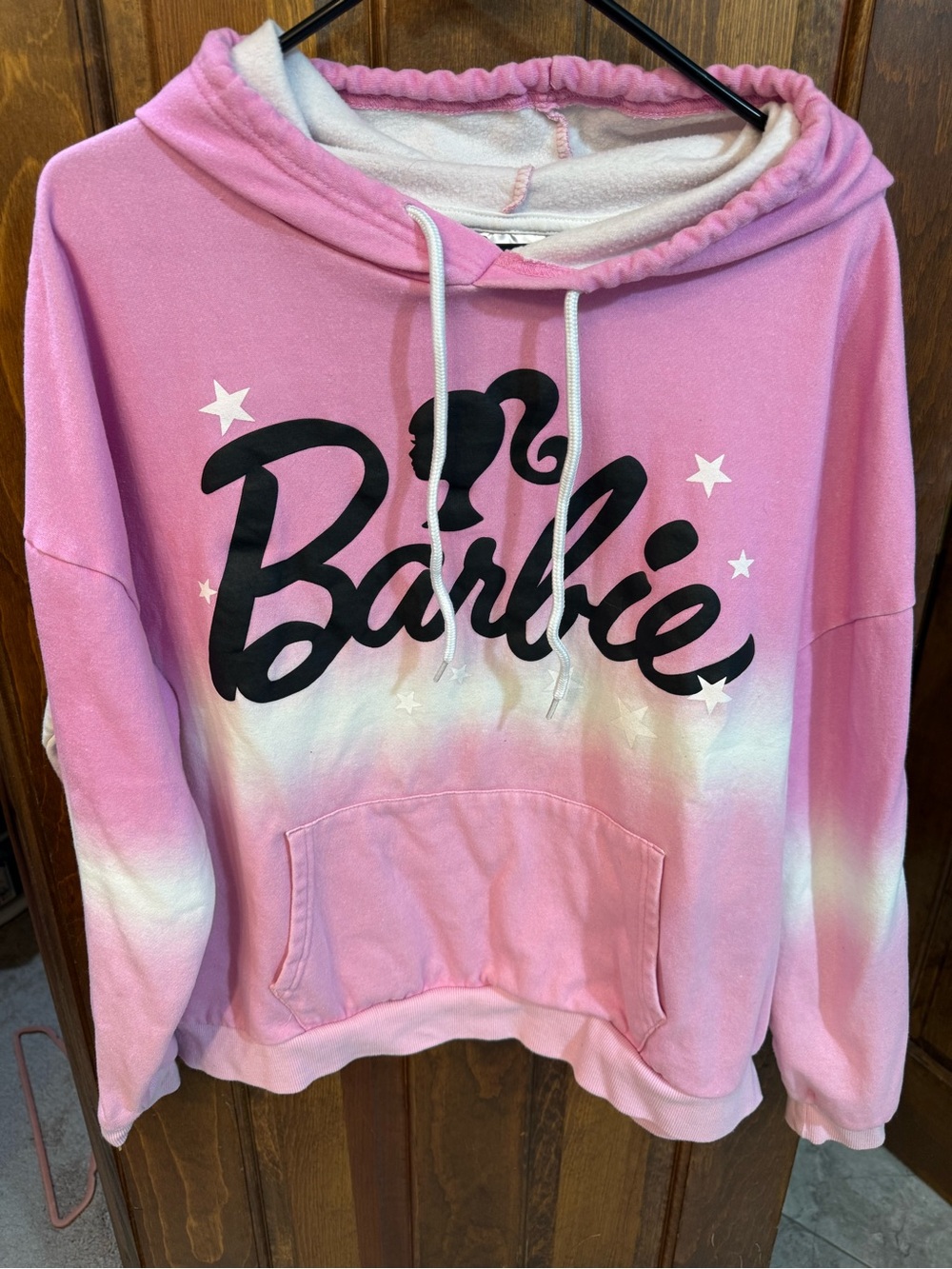 Barbie Pink Gradient Hoodie with Black Logo